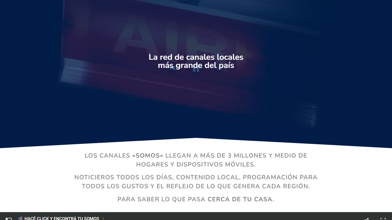 Captura del sitio institucional de la red de canales SOMOS.